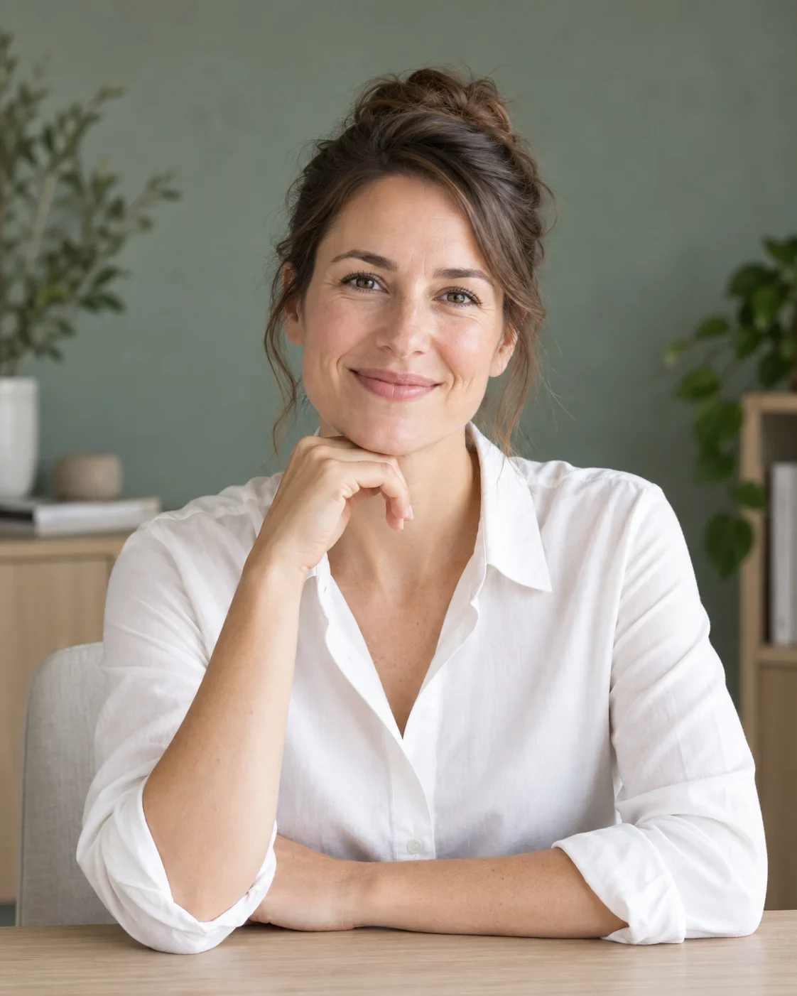 Portrait fictif d’Alix Duhamel dans un cabinet lumineux.